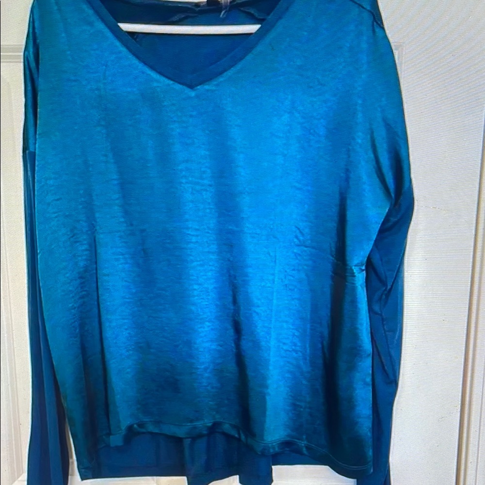 Elegant Blue V-Neck Women's Top